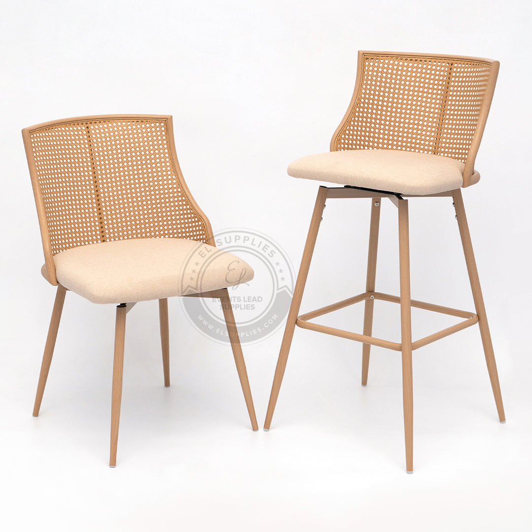 FEZ Beige Rattan Swivel Dining Chair
