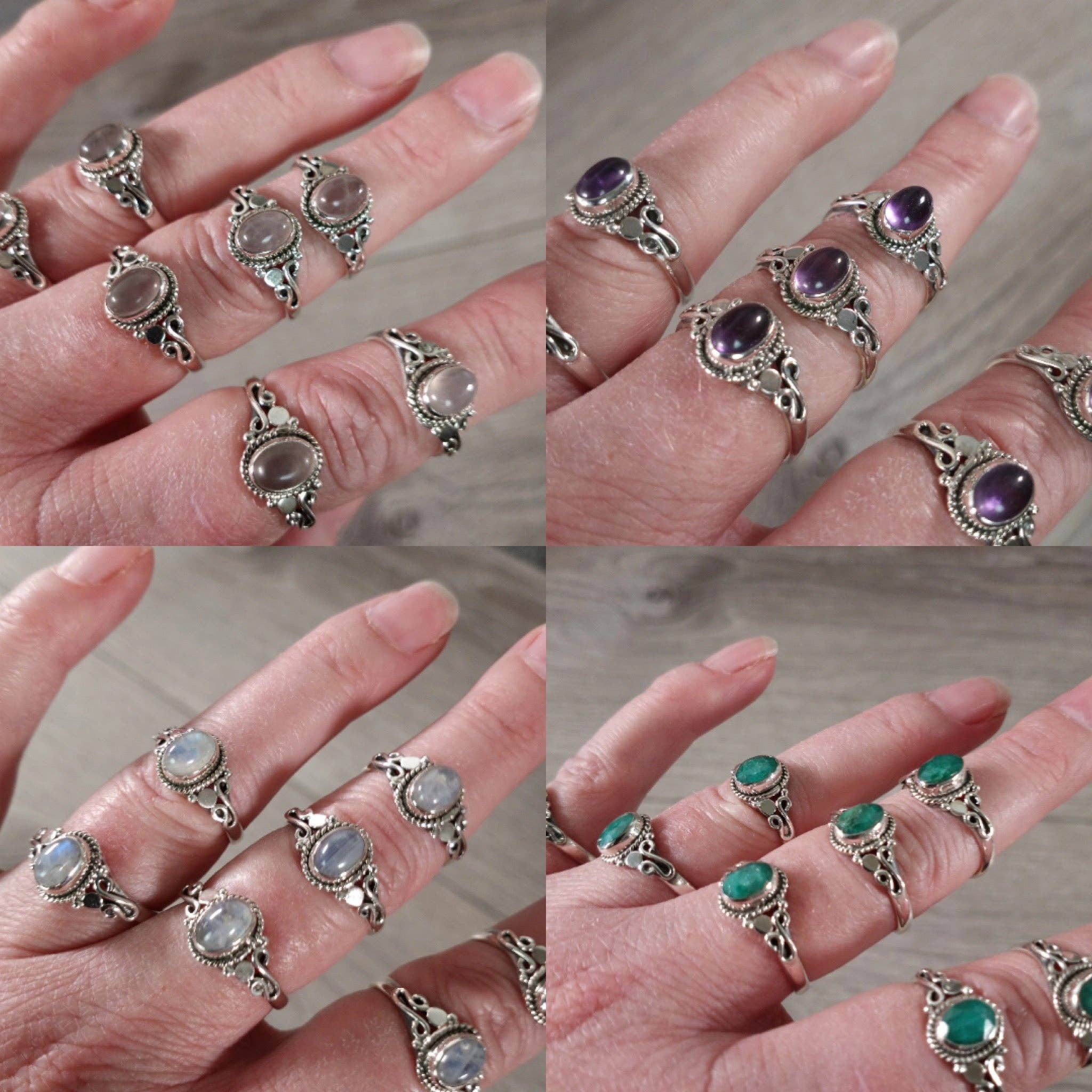 Gemstone Sterling Silver Ring Boho Chic: Amethyst / 7