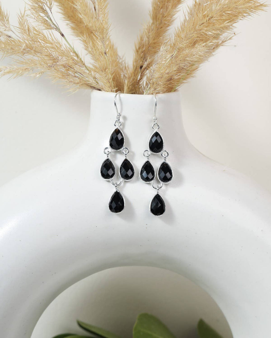 Black Onyx Solid 925 Sterling Silver Dangle Earrings Jewelry