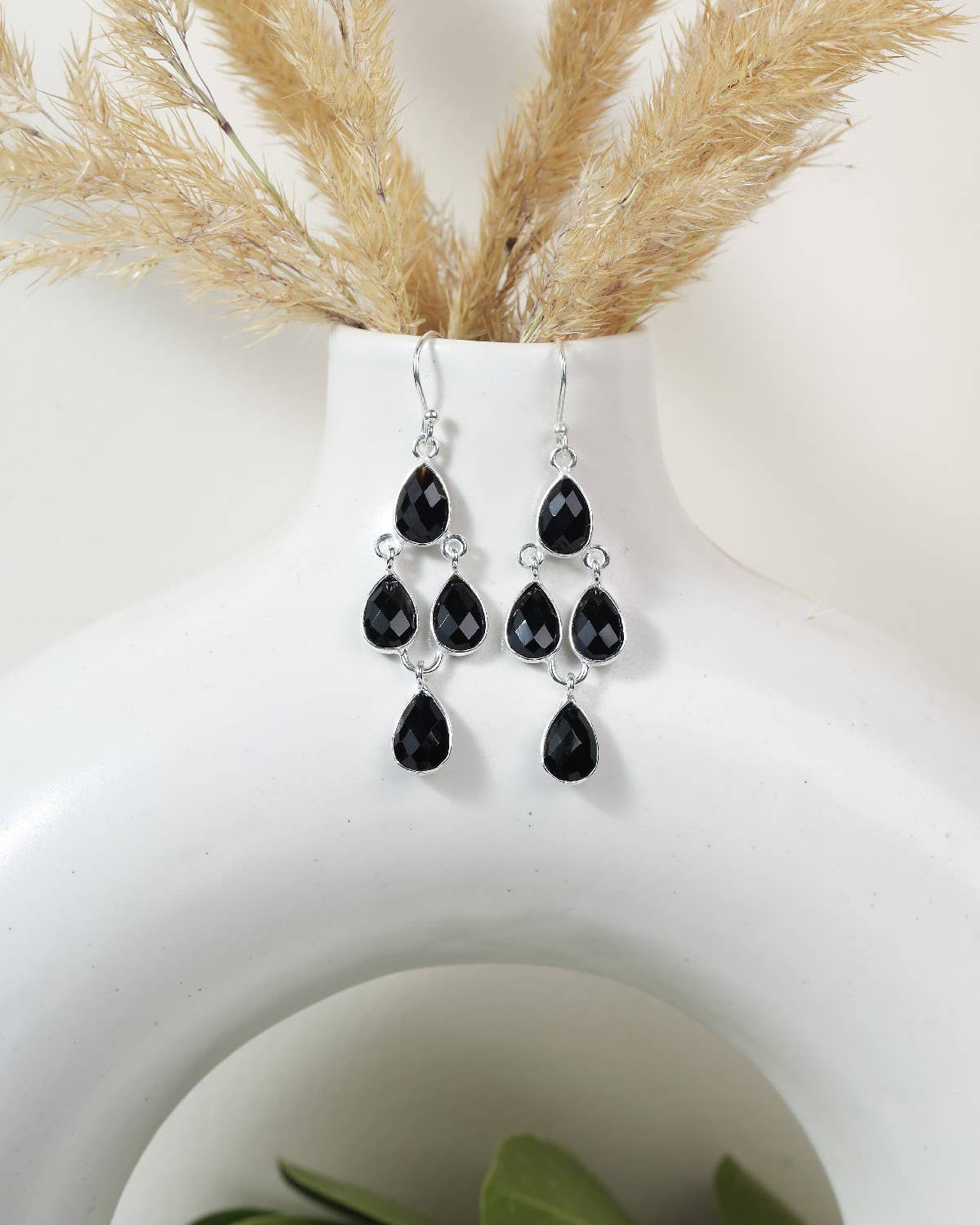 Black Onyx Solid 925 Sterling Silver Dangle Earrings Jewelry