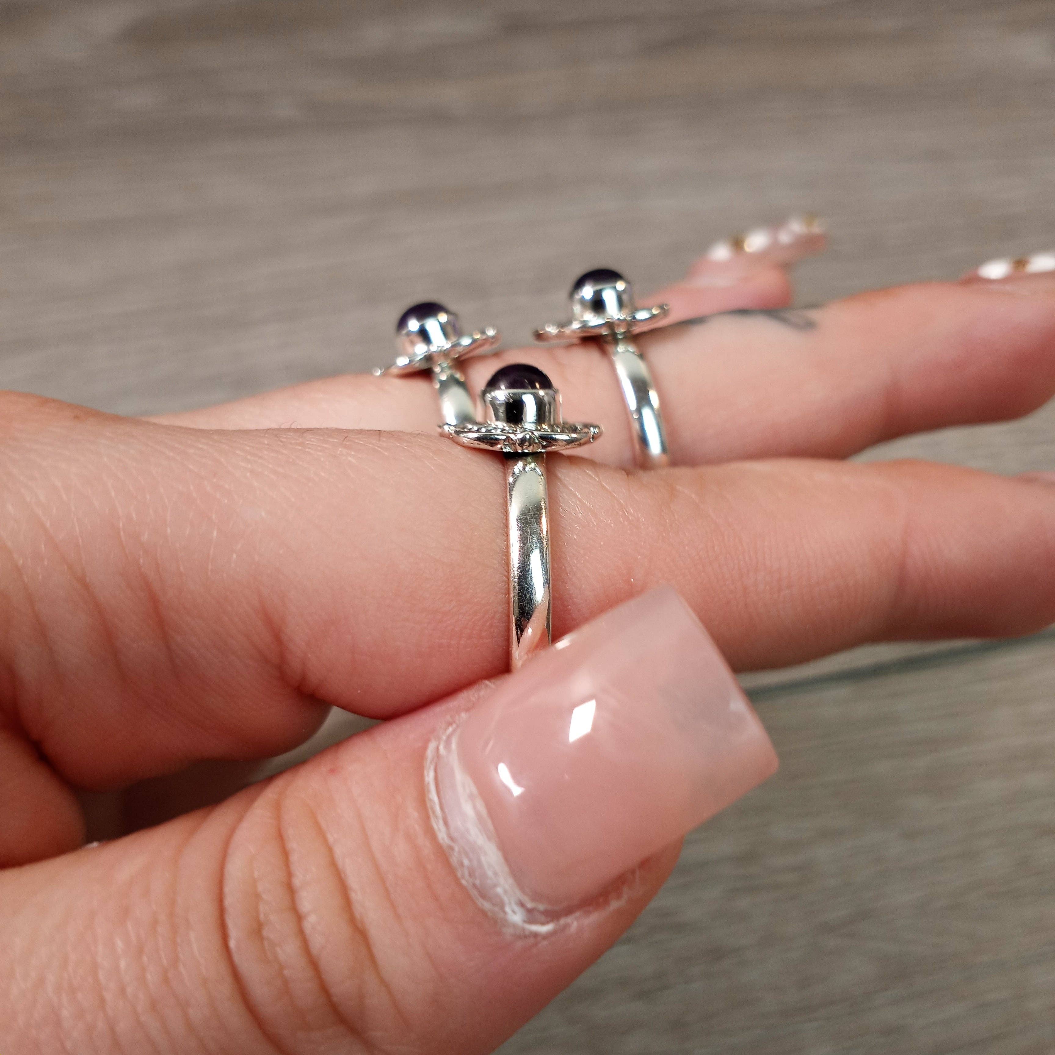Sterling Silver Boho Flower: Smoky Quartz / 7