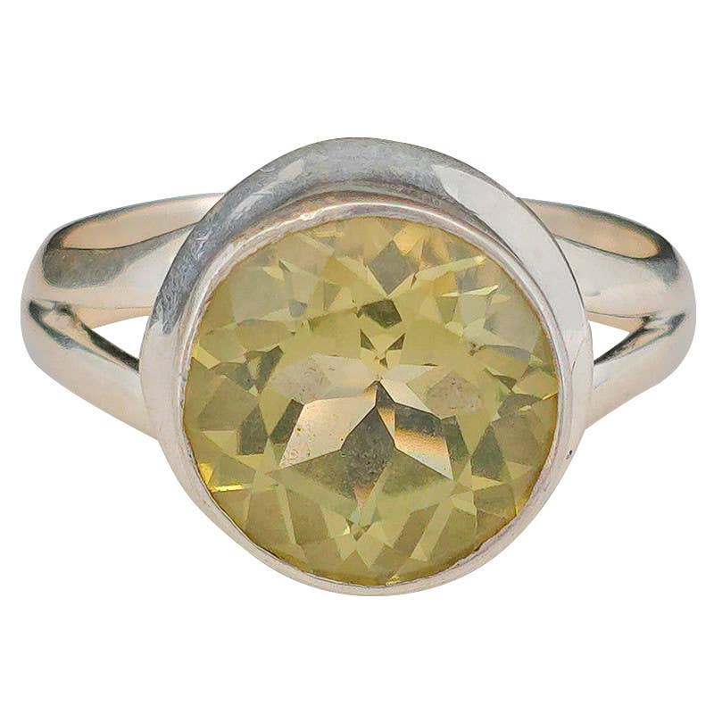 Faceted Lemon Topaz Sterling Silver Ring: 8