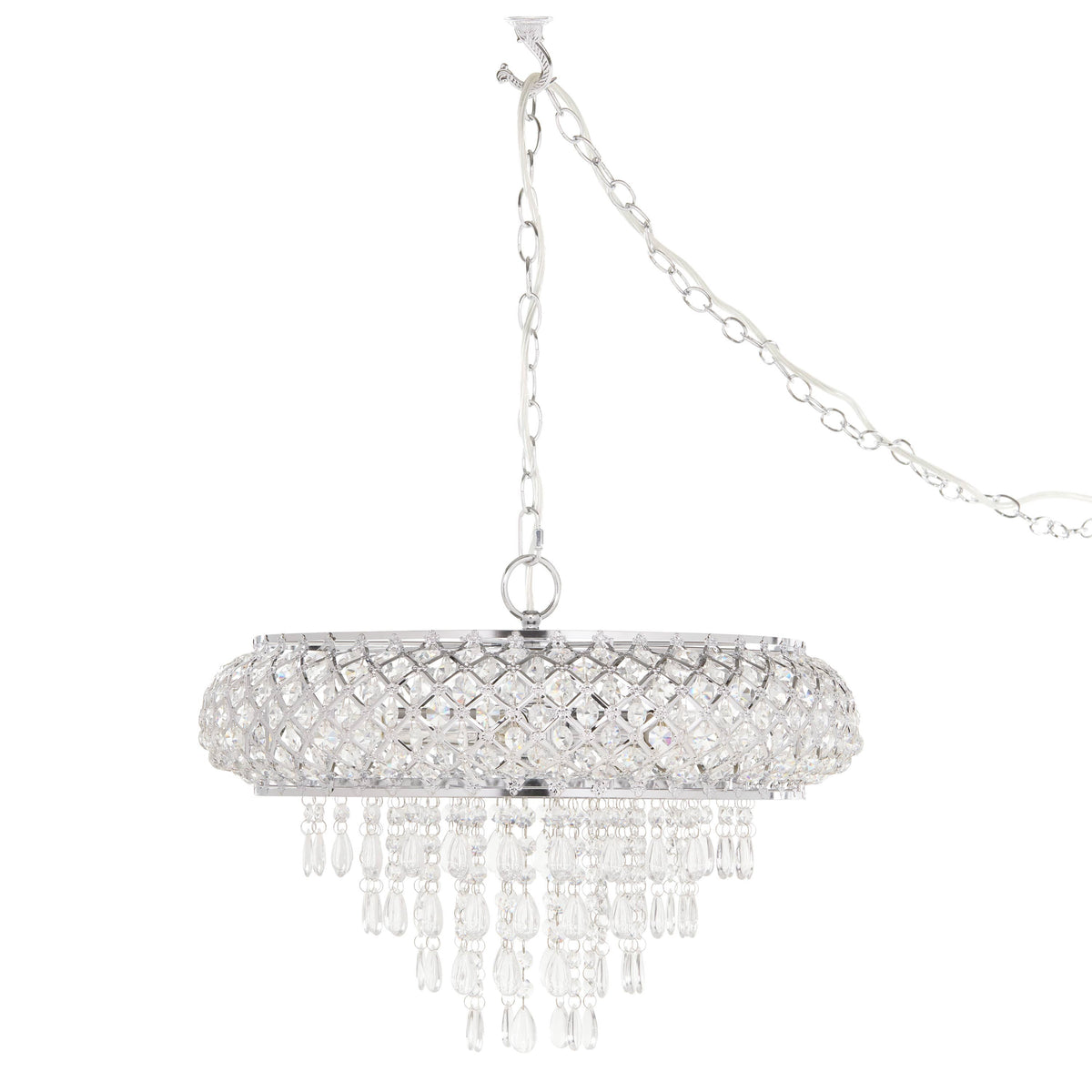 19" Chrome and Faceted Crystal Glam Chandelier