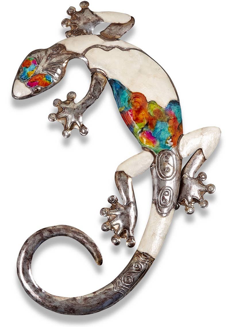 Multi White Elegance Wall Décor - Gecko #-MWE-01G