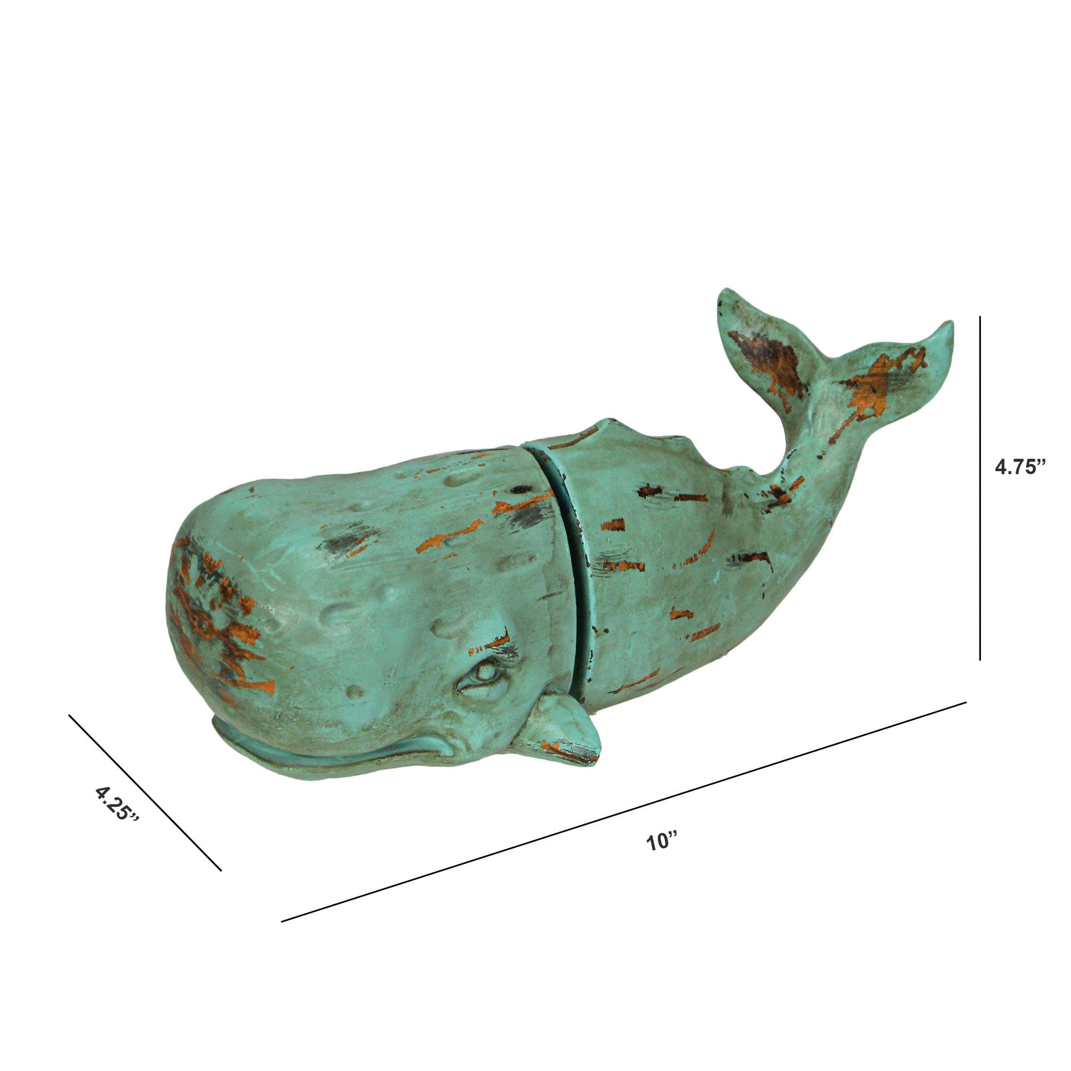 Resin Verdigris Whale Bookends Bookshelf Décor