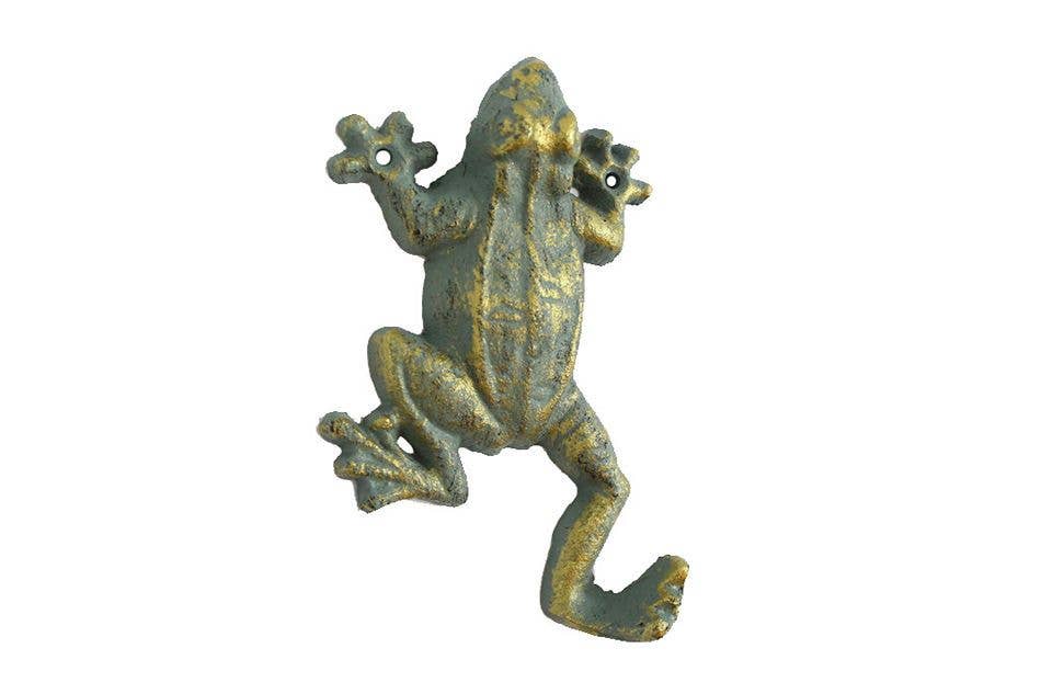 Antique Seaworn Bronze Cast Iron Frog Hook 6"