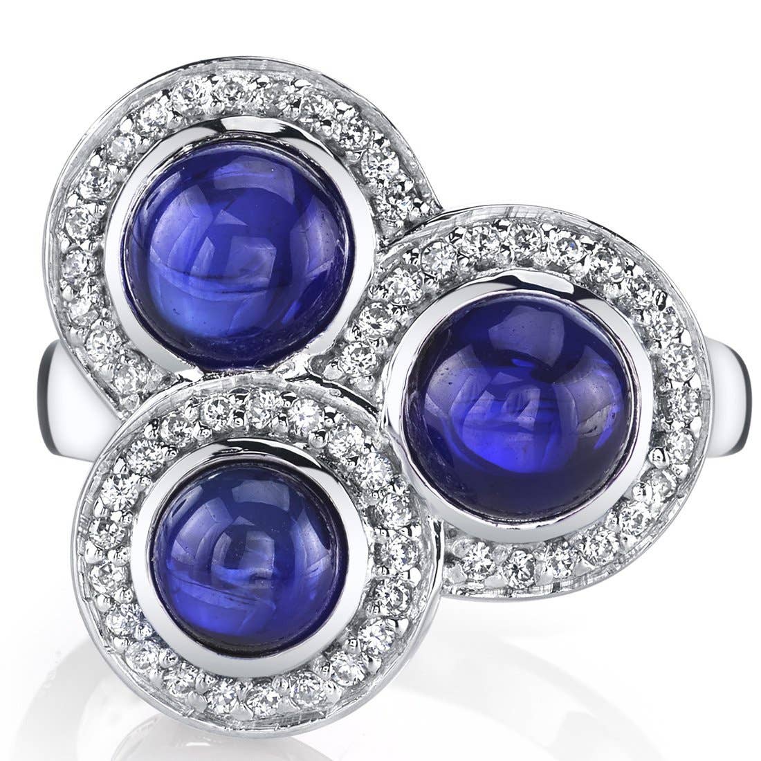 Created Blue Sapphire Round Cut Sterling Silver Ring Size 7