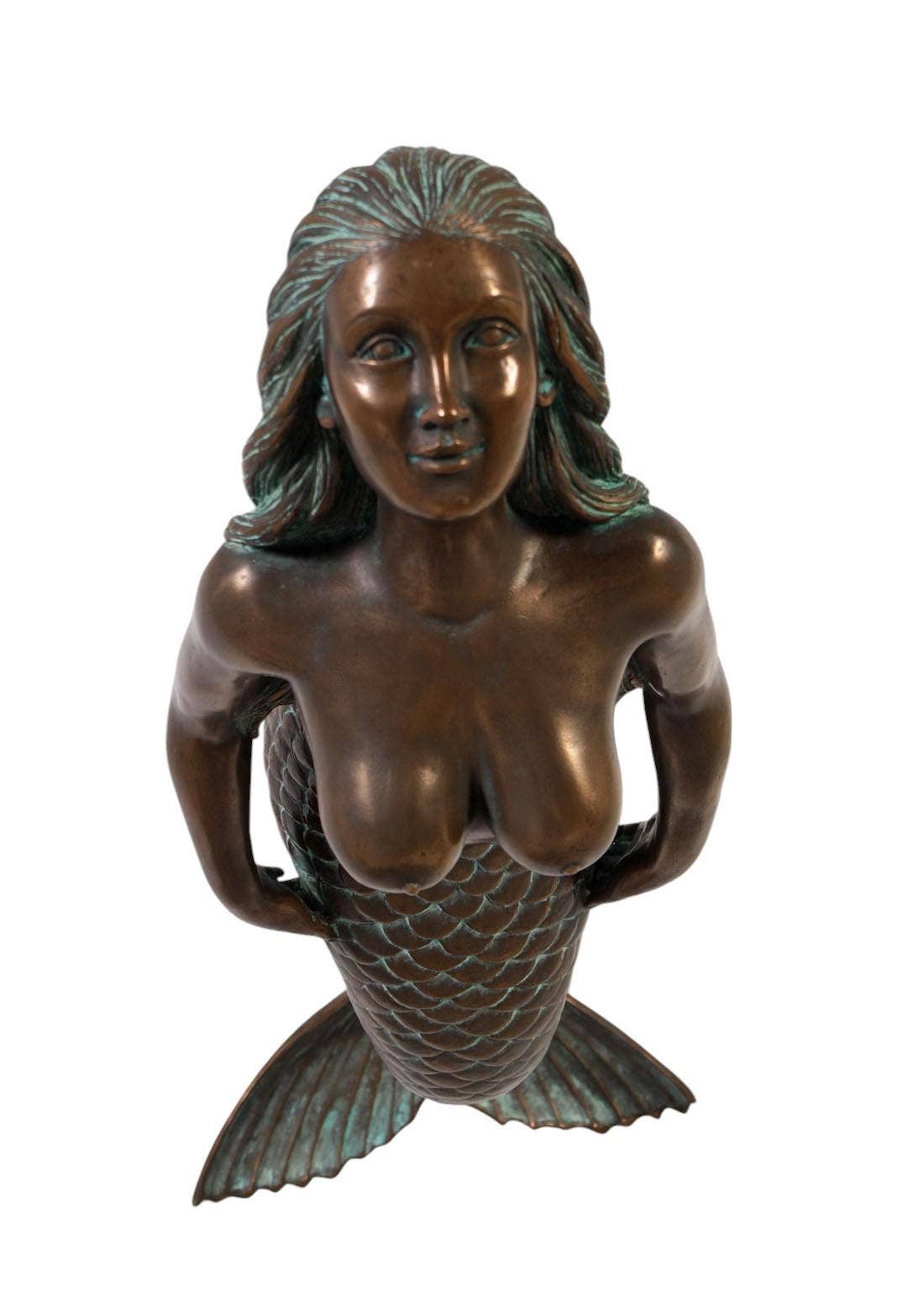 48"L Swimming Mermaid Hanging Sculpture Verde Bronze