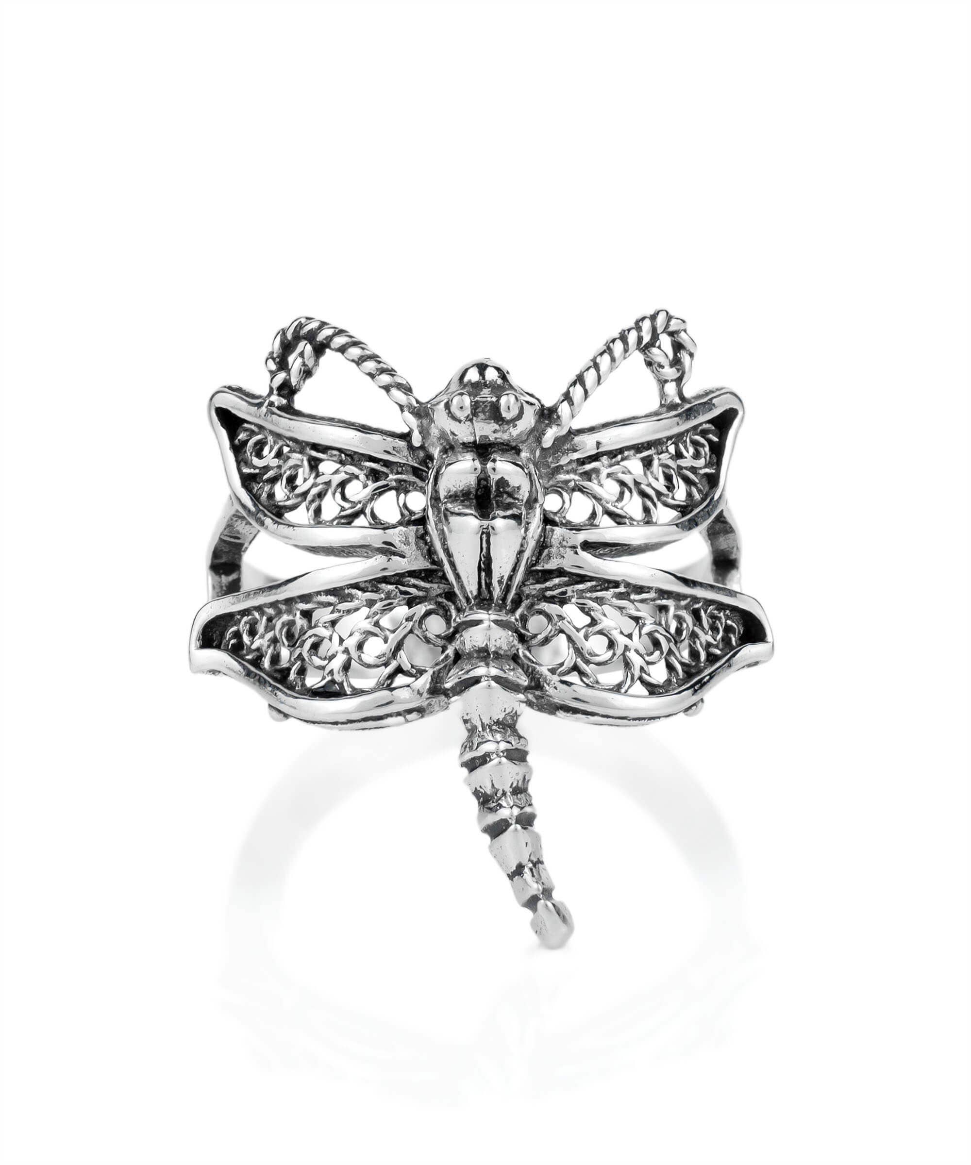Art Dragonfly Figured Women Silver Ring: No Gemstone / 7