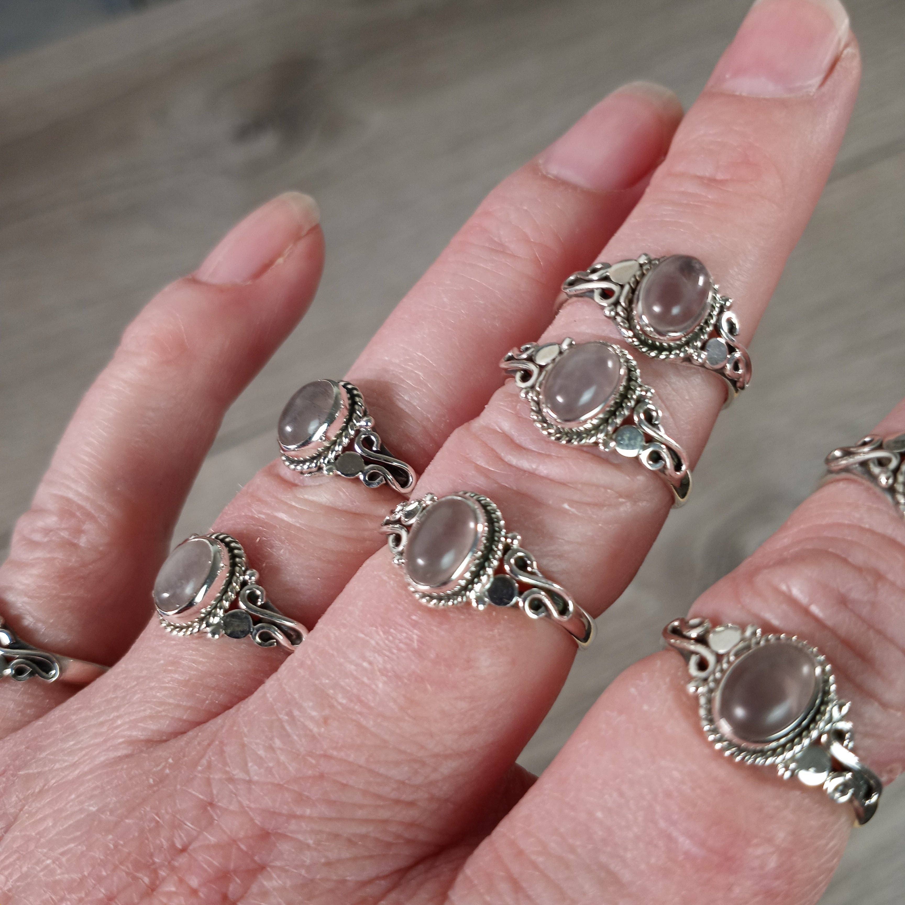 Gemstone Sterling Silver Ring Boho Chic: Emerald / 6