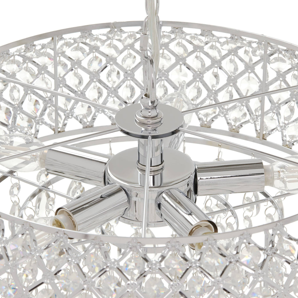 19" Chrome and Faceted Crystal Glam Chandelier