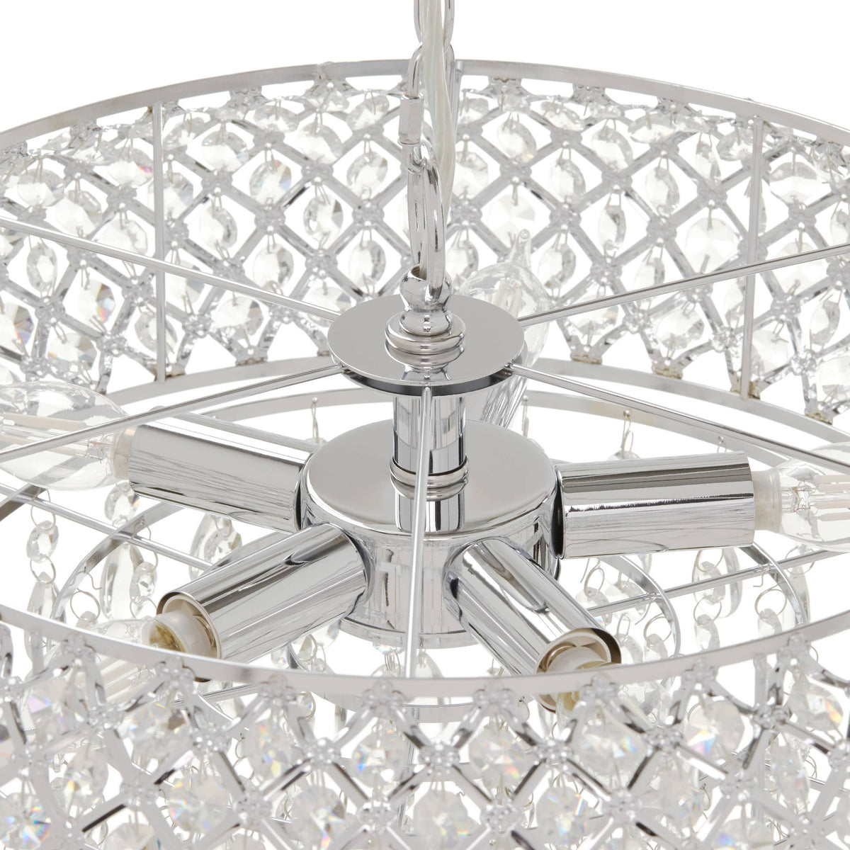 19" Chrome and Faceted Crystal Glam Chandelier