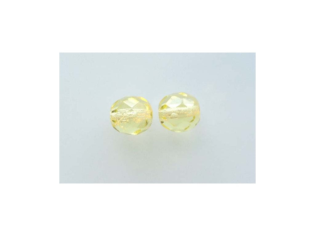 Faceted Round Fire Polished Beads, Transparent Yellow (80120), Glass, Czech Republic