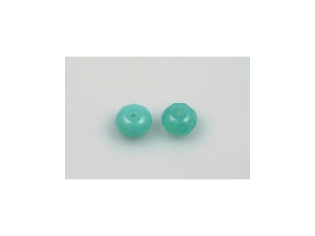 Fire Polished Faceted Beads Rondelle, Opal Aqua, Glass, Czech Republic