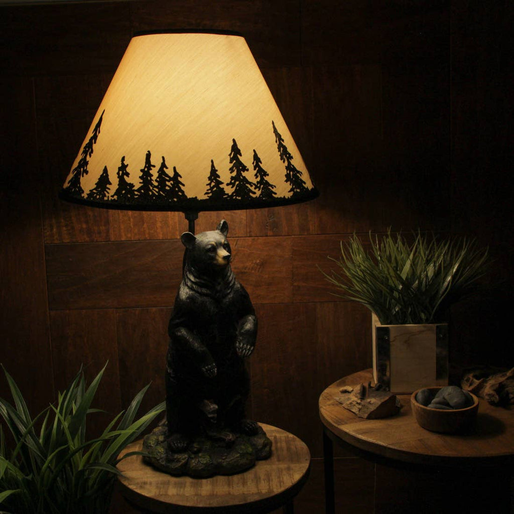 Standing Grizzly Bear Table Resin Lamp Forest Shade