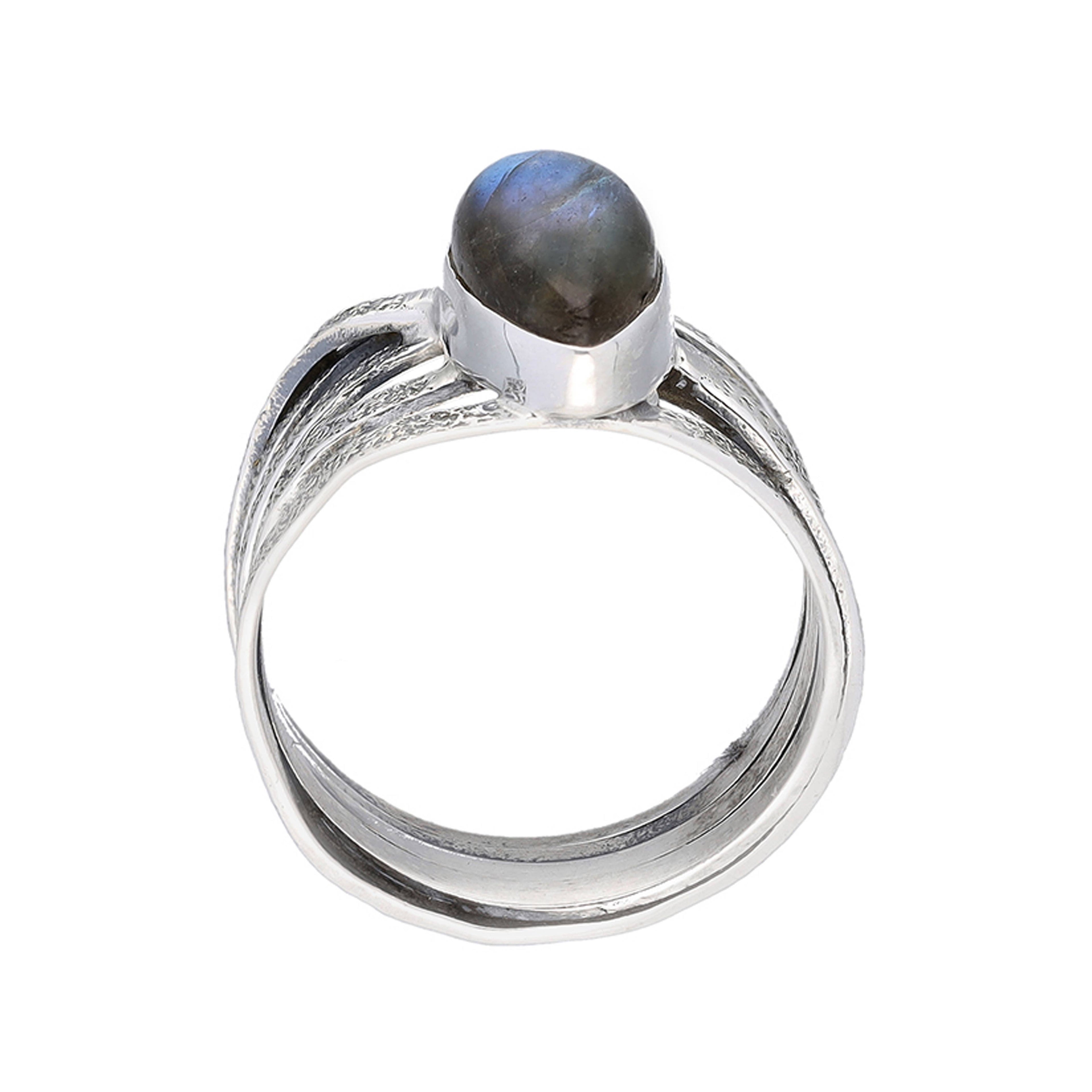 925 Sterling Silver Labradorite Gemstone Statement Ring: 6