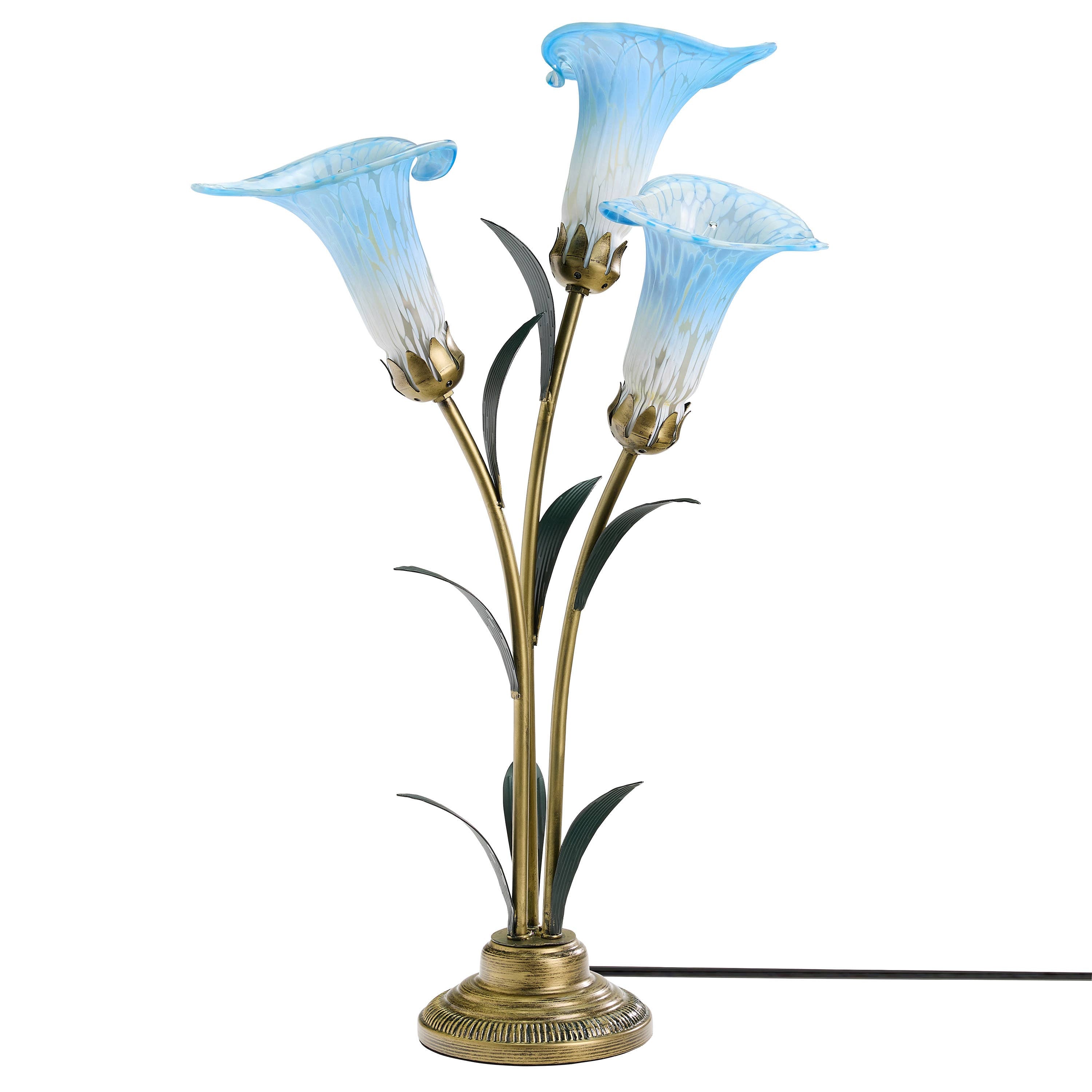 23.5"H Blue 3 Shade Handblown Glass Calla Lily Table Lamp