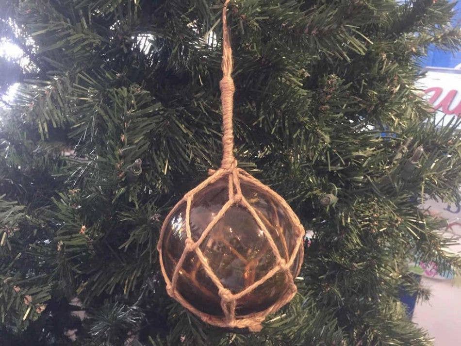 Amber Japanese Glass Ball Fishing Float Decoration Christmas Ornament 4"