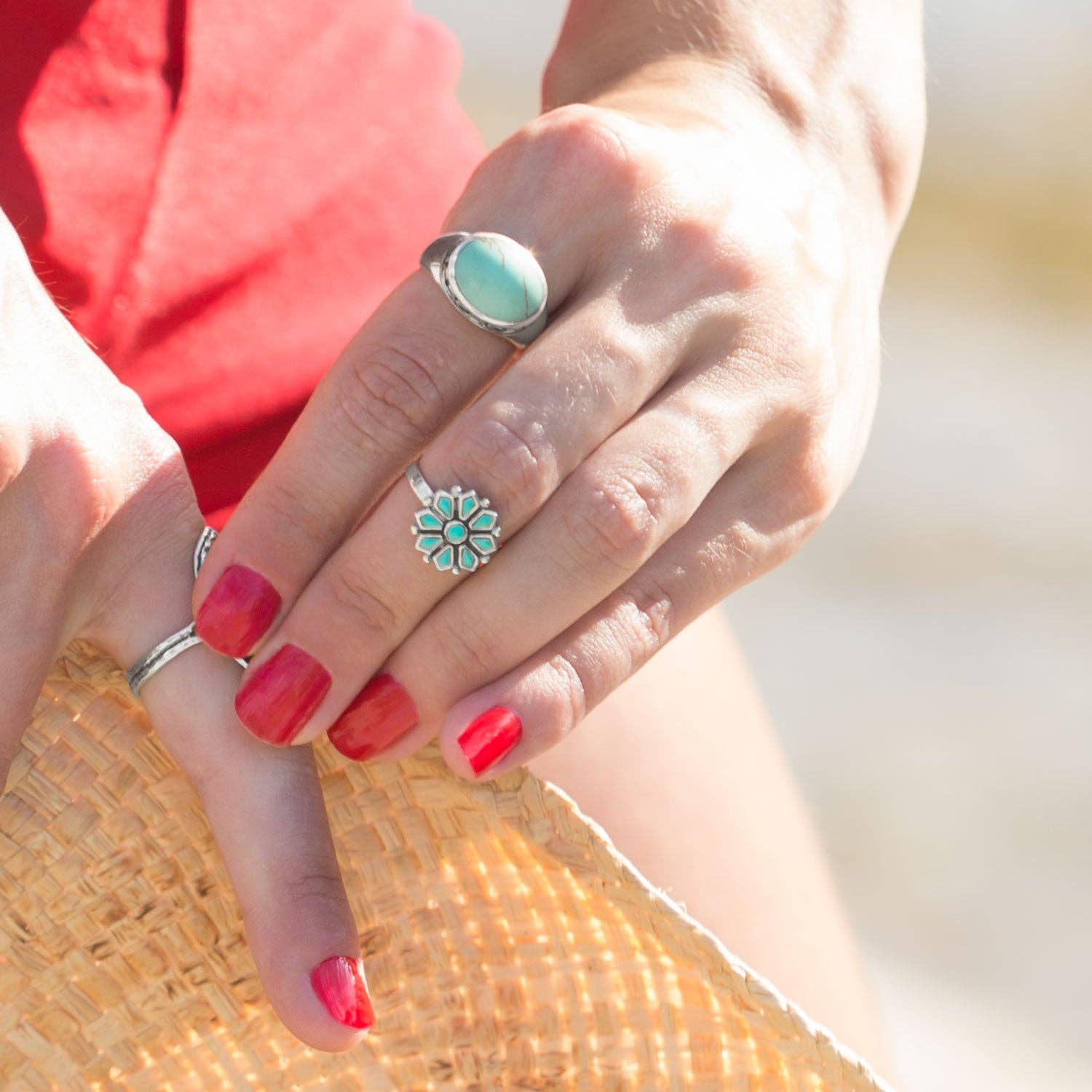 Turquoise Flower Ring: 7