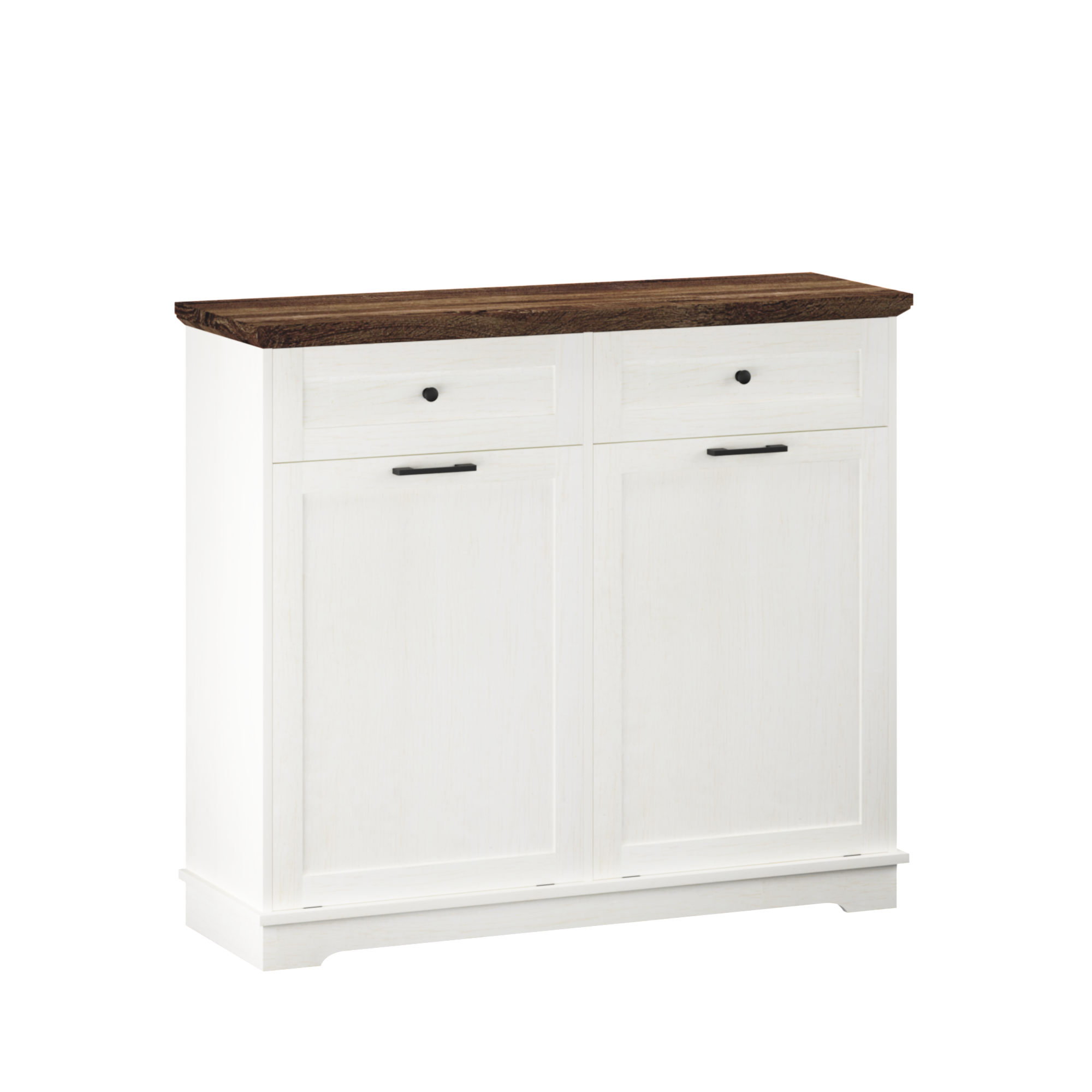 20 Gallon Double Tilt Out Trash Can Cabinet Freestanding Trash Bin Cabinet Wood Garbage Recycling Cabinet with Hideaway Drawer Pet Proof Trash Can Holder for Kitchen Living Room, Antique White: Default