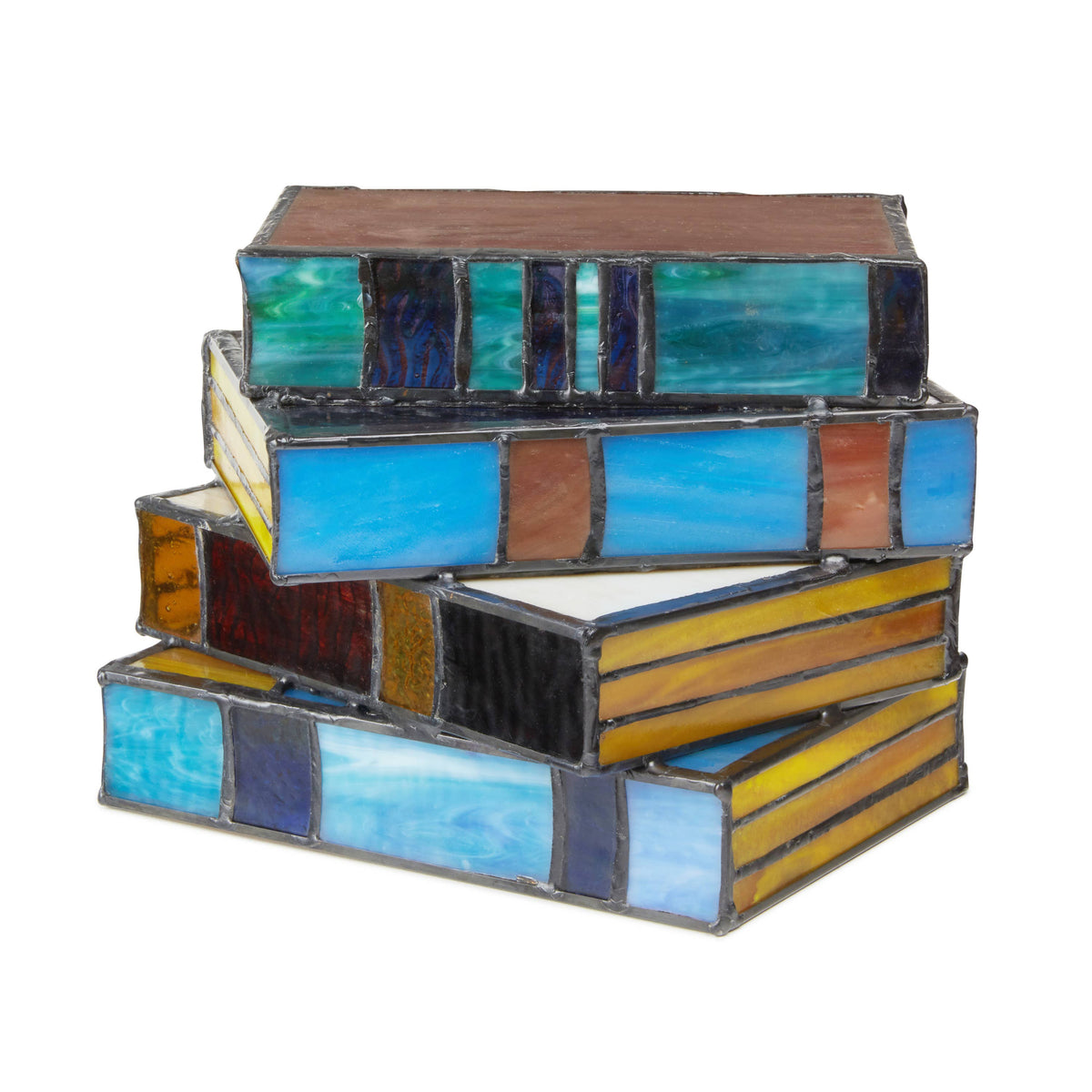 5.75" Stained Glass Stack of Books Whimsical Accent Lamp
