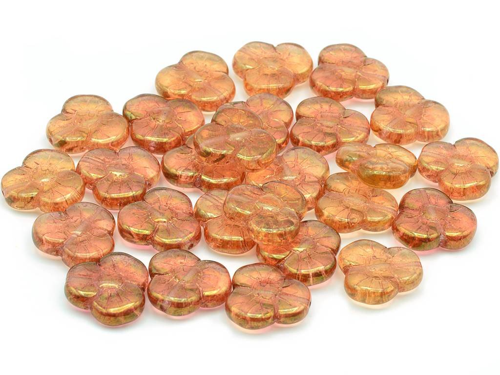 Flower Flat Beads, 70990 14495, Glass, Czech Republic