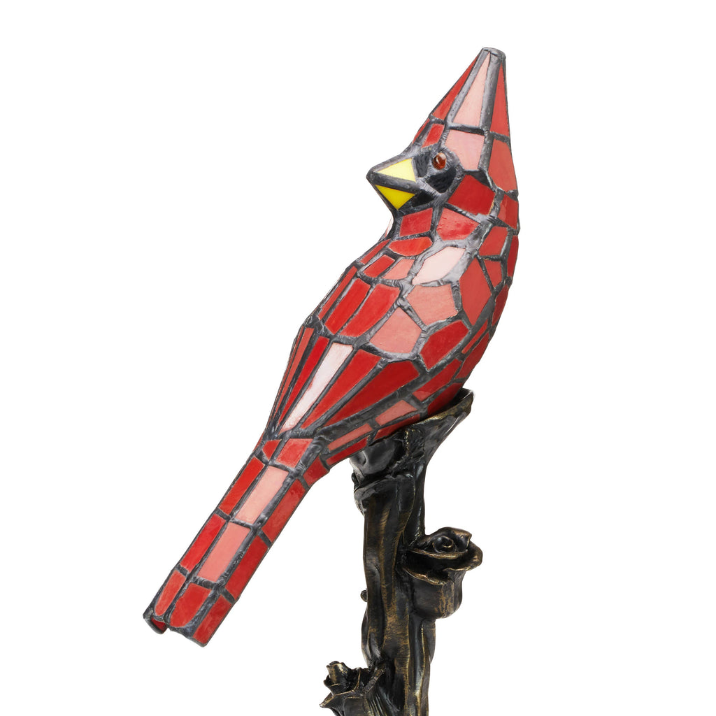 13.5" Skylar Cardinal Red Bird Stained Glass Accent Lamp