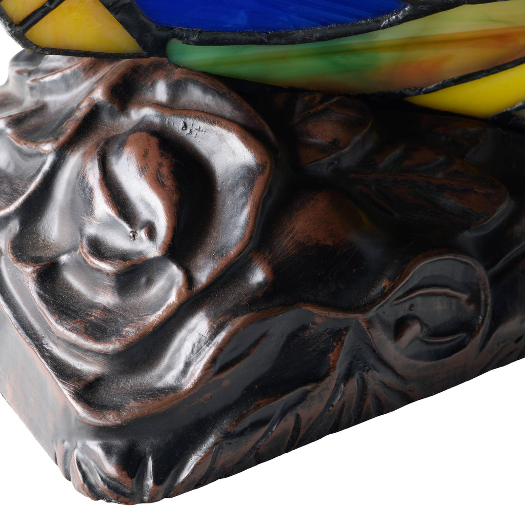 9.5" Luella Red Butterfly Stained Glass Accent Novelty Lamp