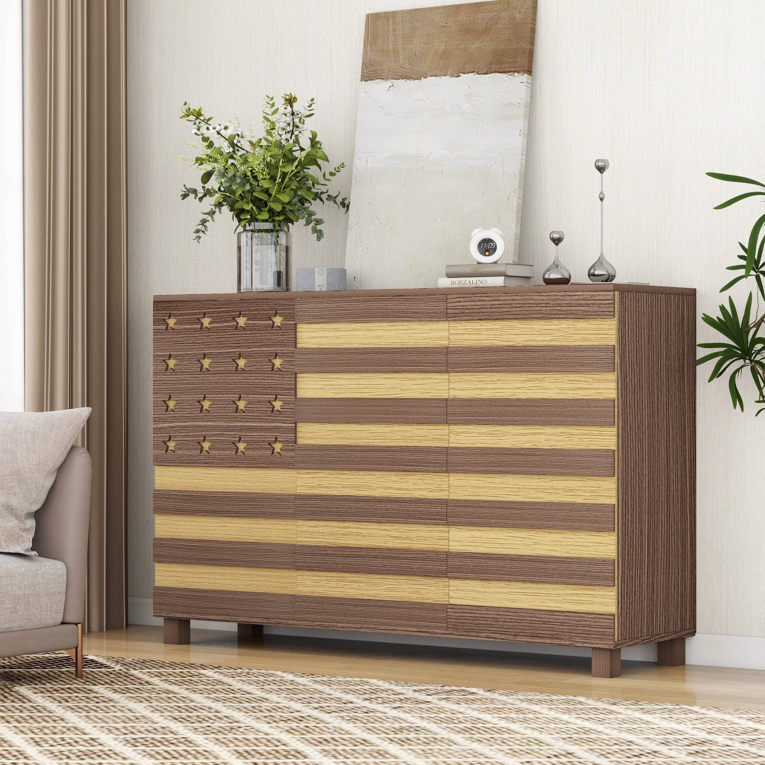 55" Buffet Sideboard Cabinet with Hand-Carved Detail