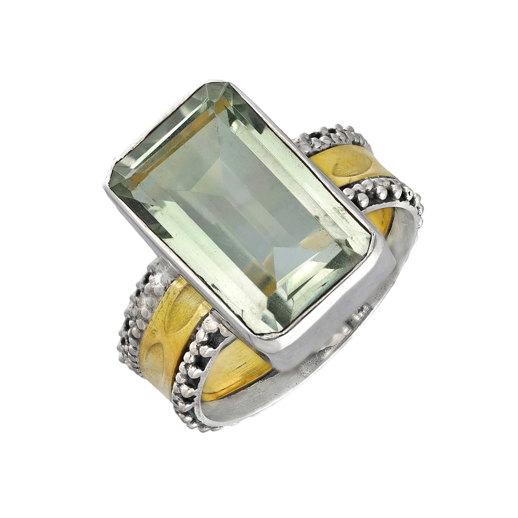 925 Sterling Silver Verdant Sovereign Green Amethyst Ring: 9