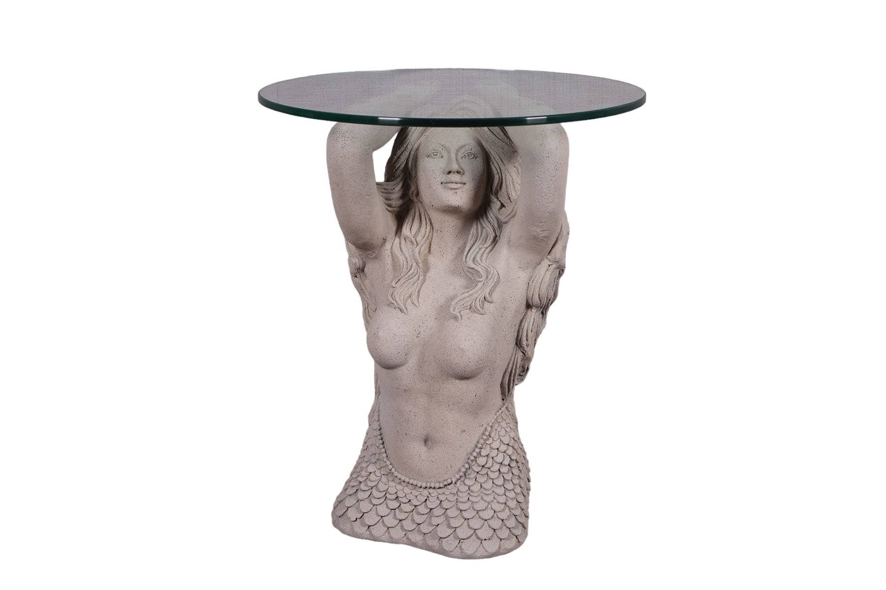 Large Mermaid end table in Roman Stone finish