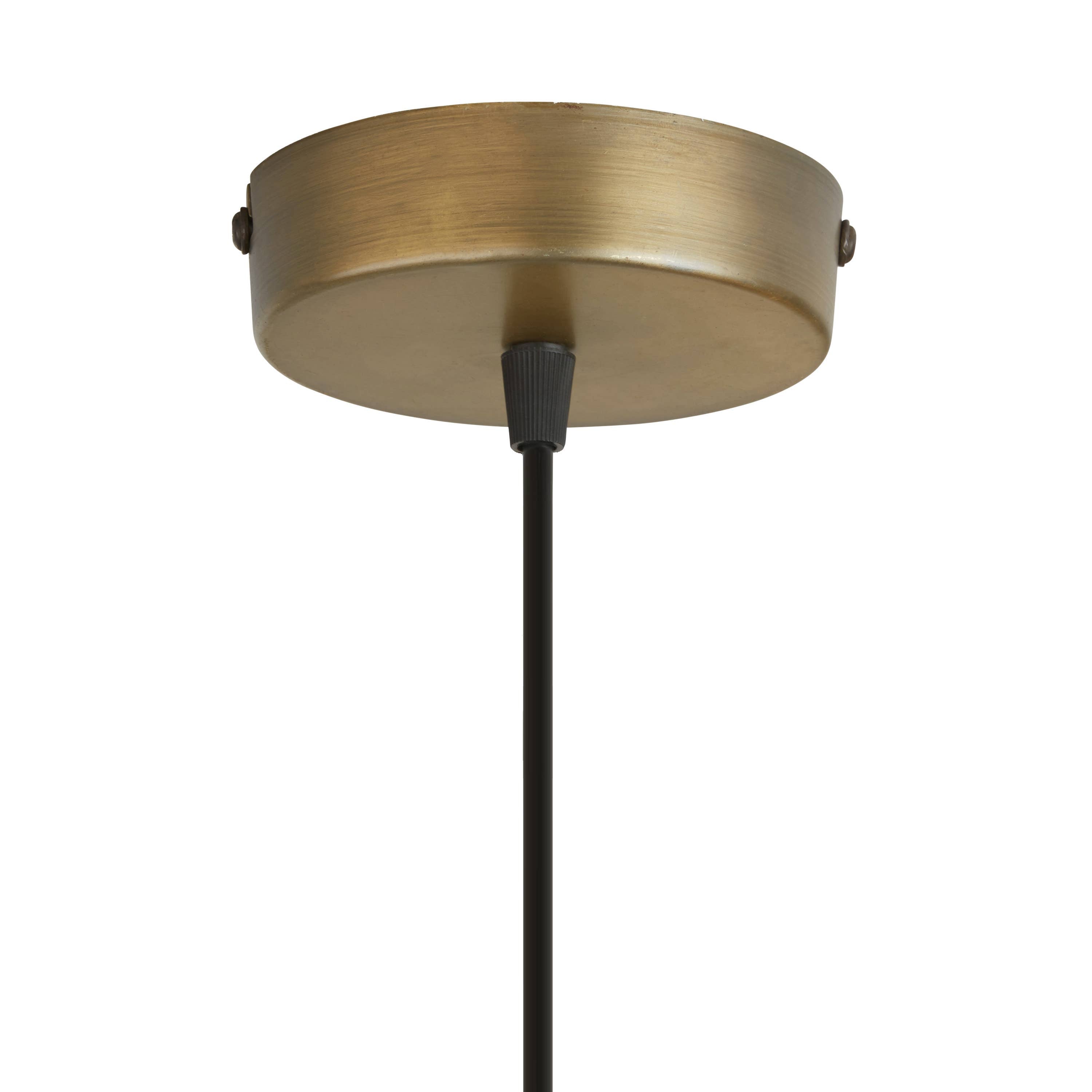 5"W Brushed Gold Metal Pendant Light with Wood Shade