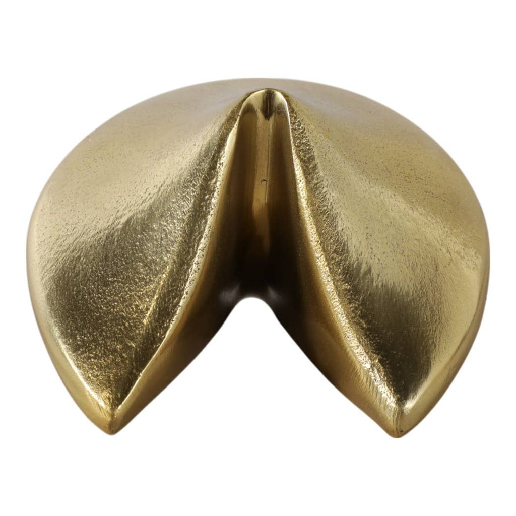 Metal Fortune Cookie Decorative Figurine - Gold, 5 in.