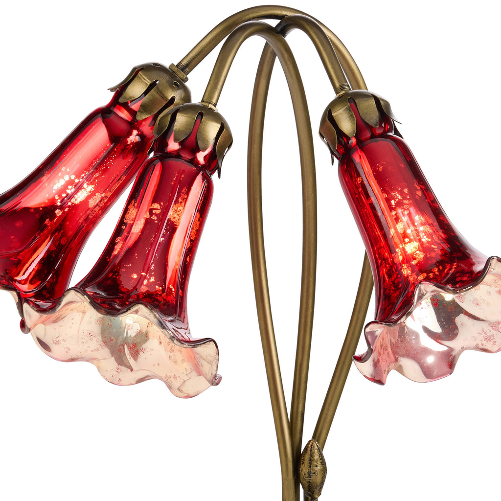 16"H Hand Blown Glass 3 Lily Downlight Table Lamp