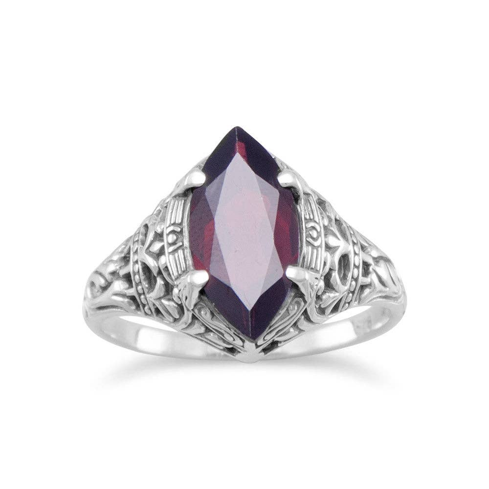 Oxidized Marquise Garnet Ring: 7