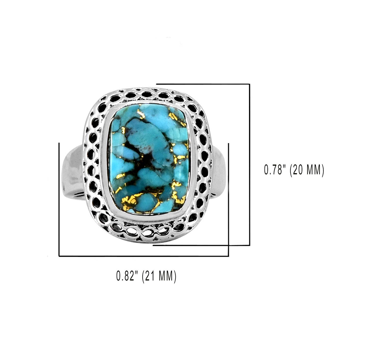 Blue Copper Turquoise 925 Sterling Silver Gemstone Ring: 6