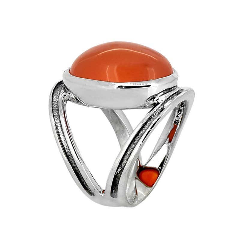 925 Silver Carnelian Emberline Crest Statement Ring: 8