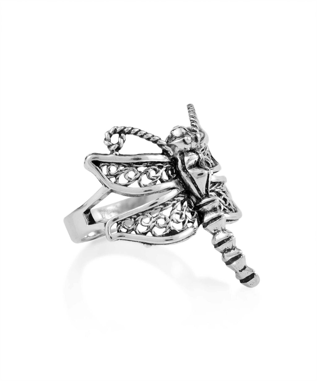 Art Dragonfly Figured Women Silver Ring: No Gemstone / 7