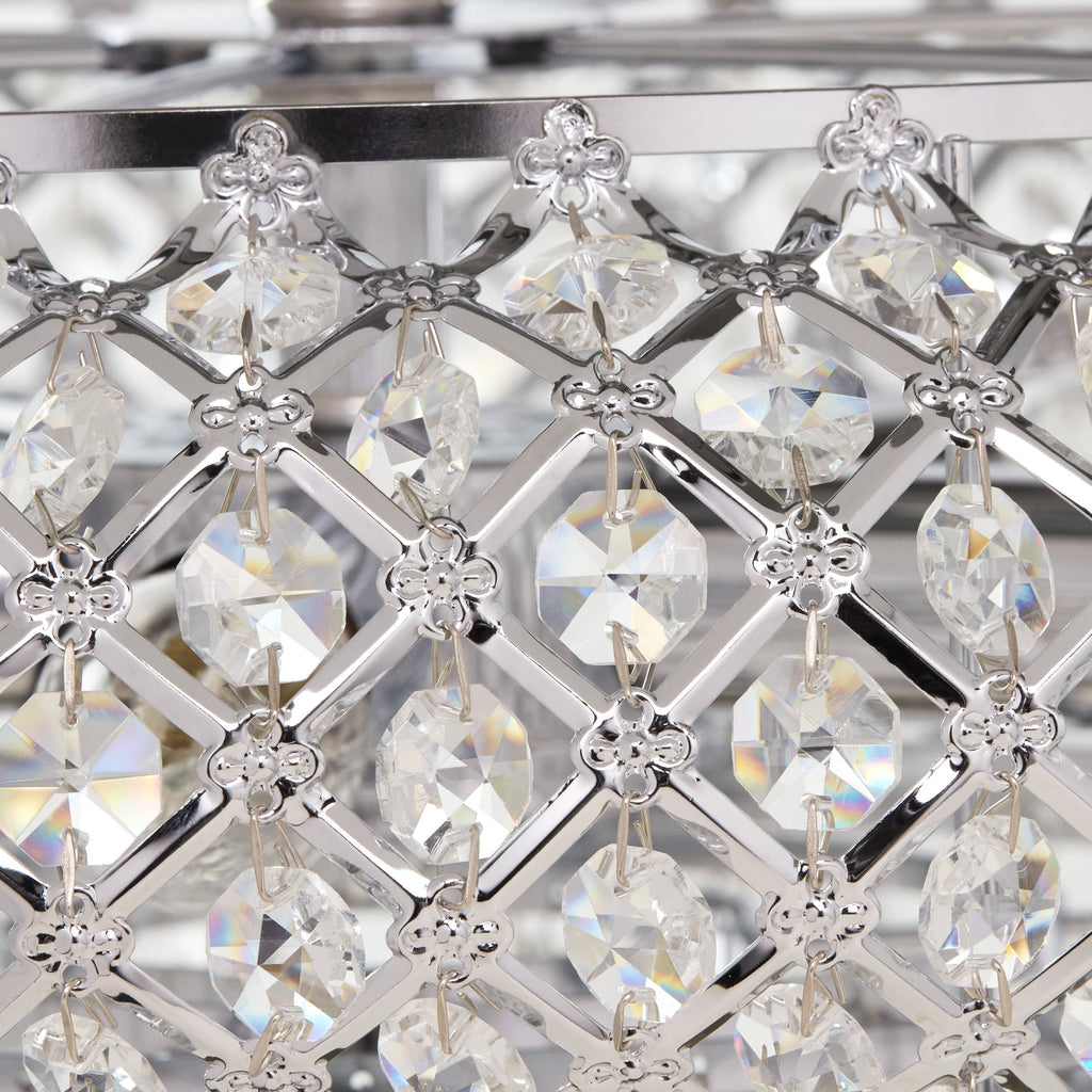 19" Chrome and Faceted Crystal Glam Chandelier