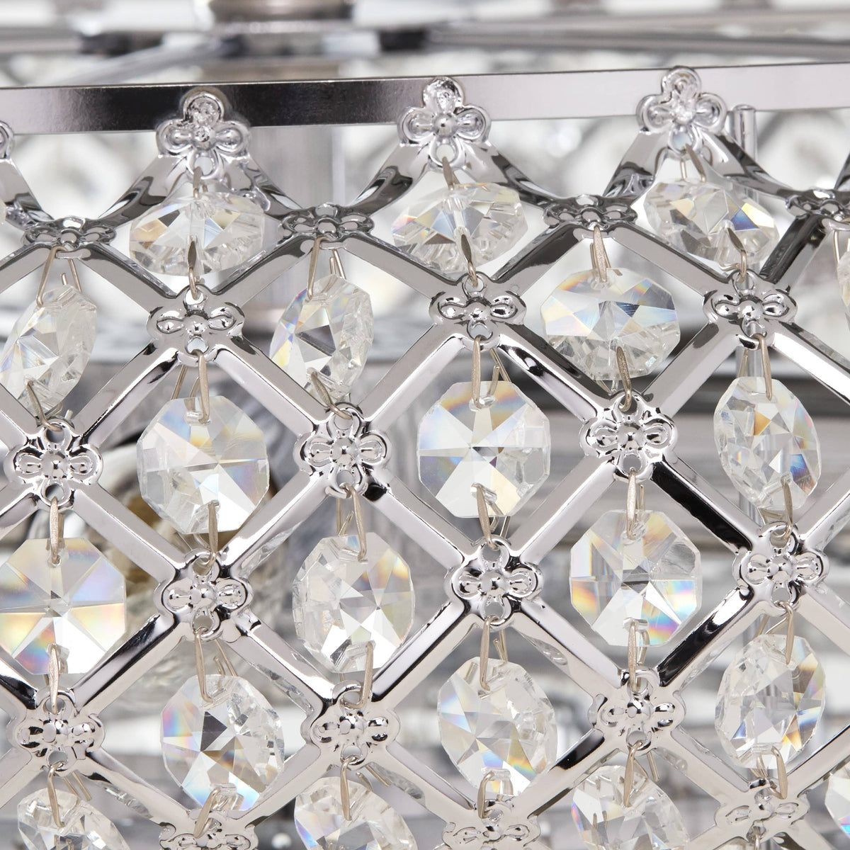 19" Chrome and Faceted Crystal Glam Chandelier