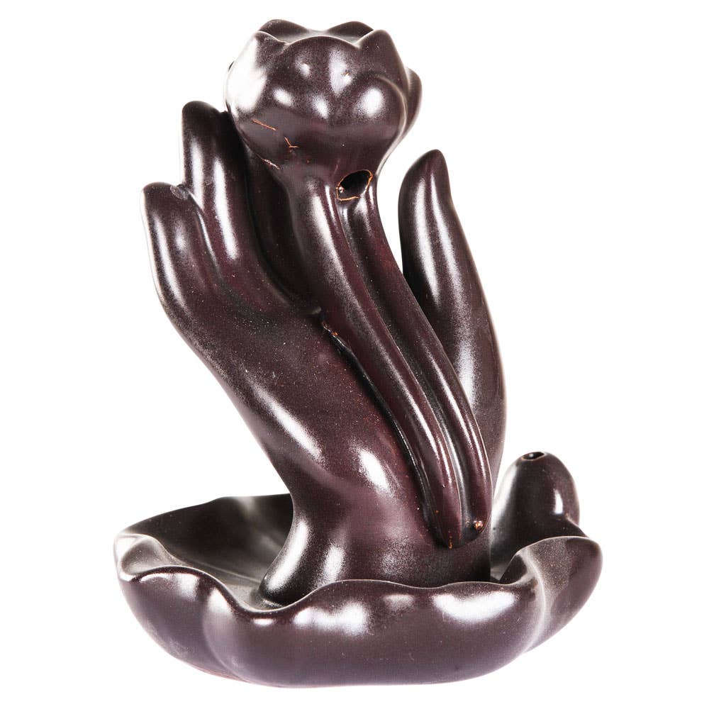 HAND WITH LOTUS BACKFLOW CONE BURNER