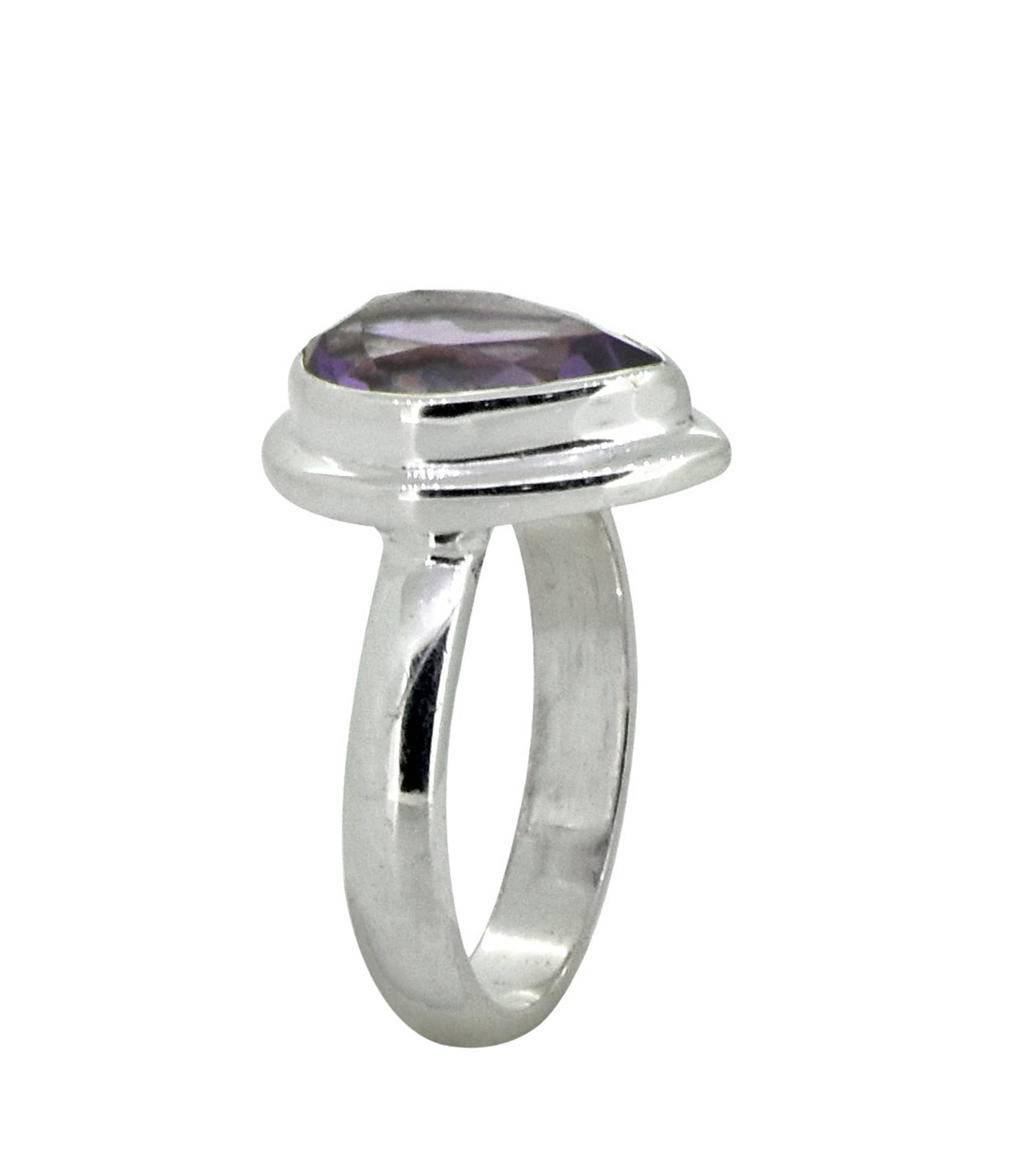 Purple Amethyst 925 Sterling Silver Solitaire Ring: 9