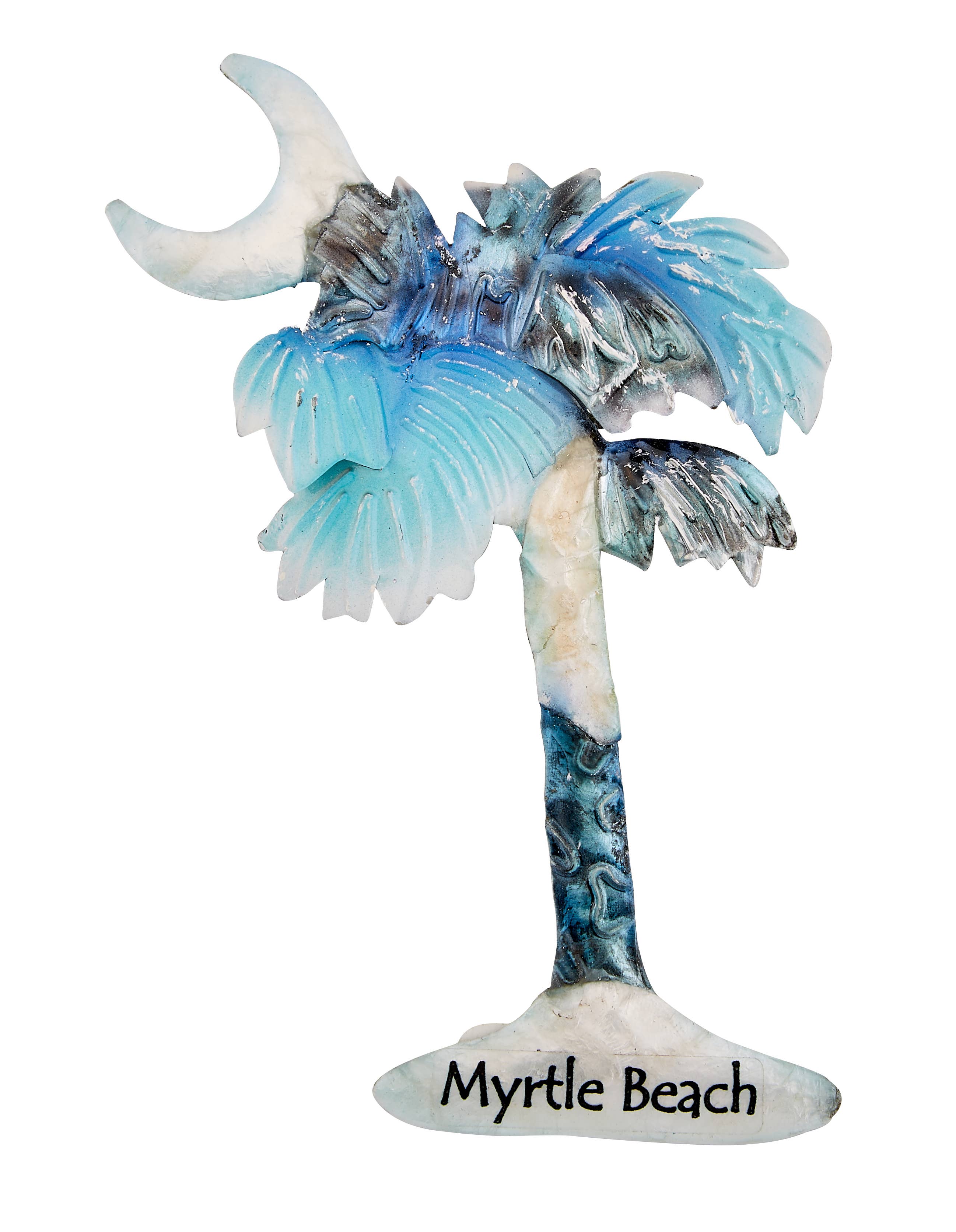 Blue White Capiz Crescent Moon & Palm - Magnet-MAM-72CP