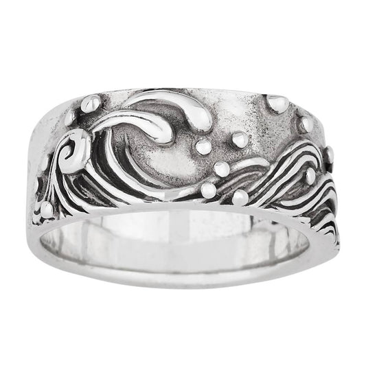 3D Wave Sterling Silver Men's Ring: 10