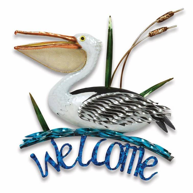 Colorful Wall Décor - Pelican Welcome Sign-MAW-34PW