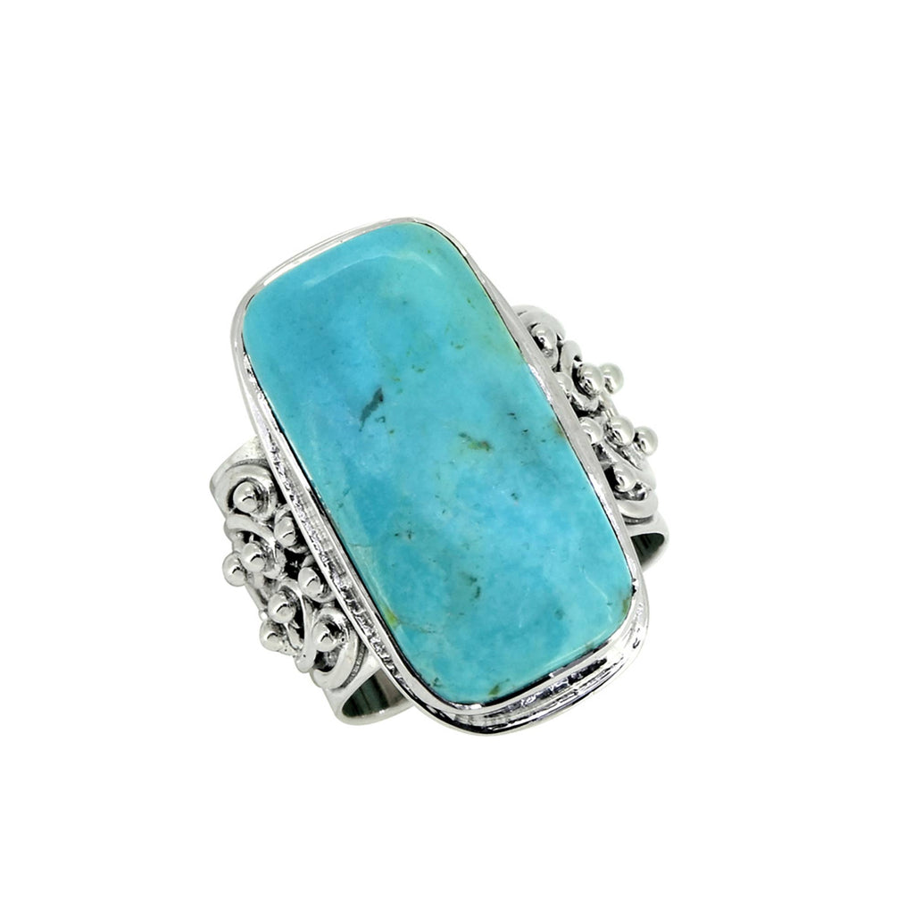 925 Sterling Silver Blue Mohave Turquoise Bohemian Rings: 10