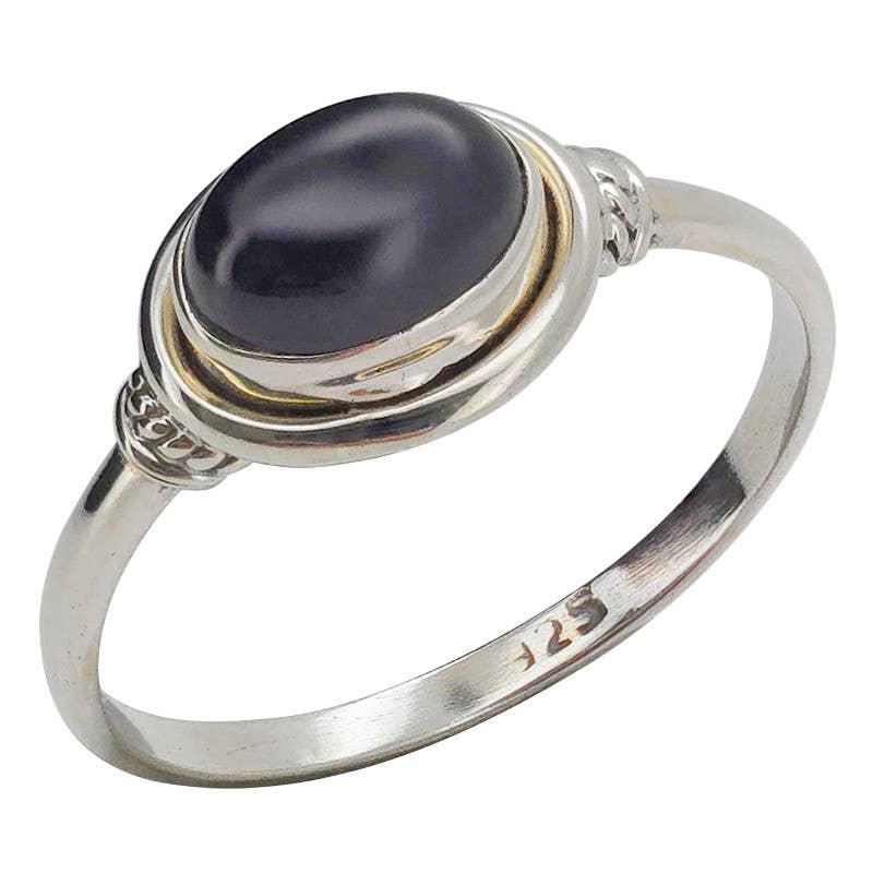 Black Onyx Sterling Silver Ring: 10
