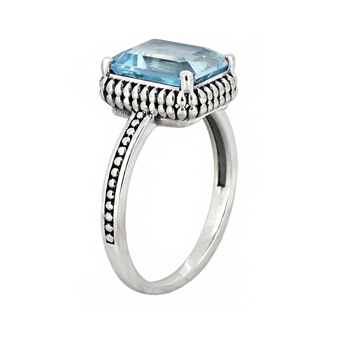 Blue Topaz 925 Silver Solitaire Ring: 10
