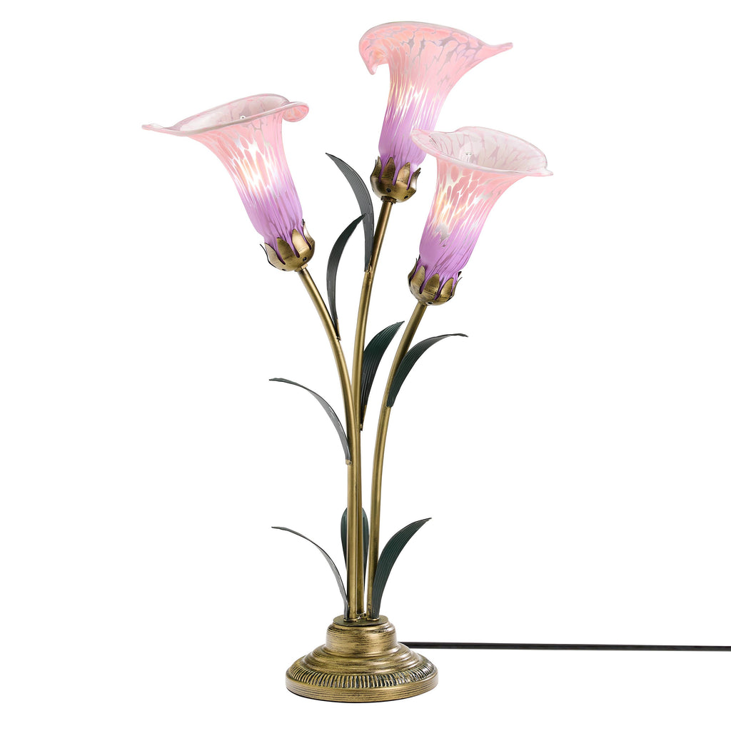 23.5"H Pink 3 Shade Handblown Glass Calla Lily Table Lamp