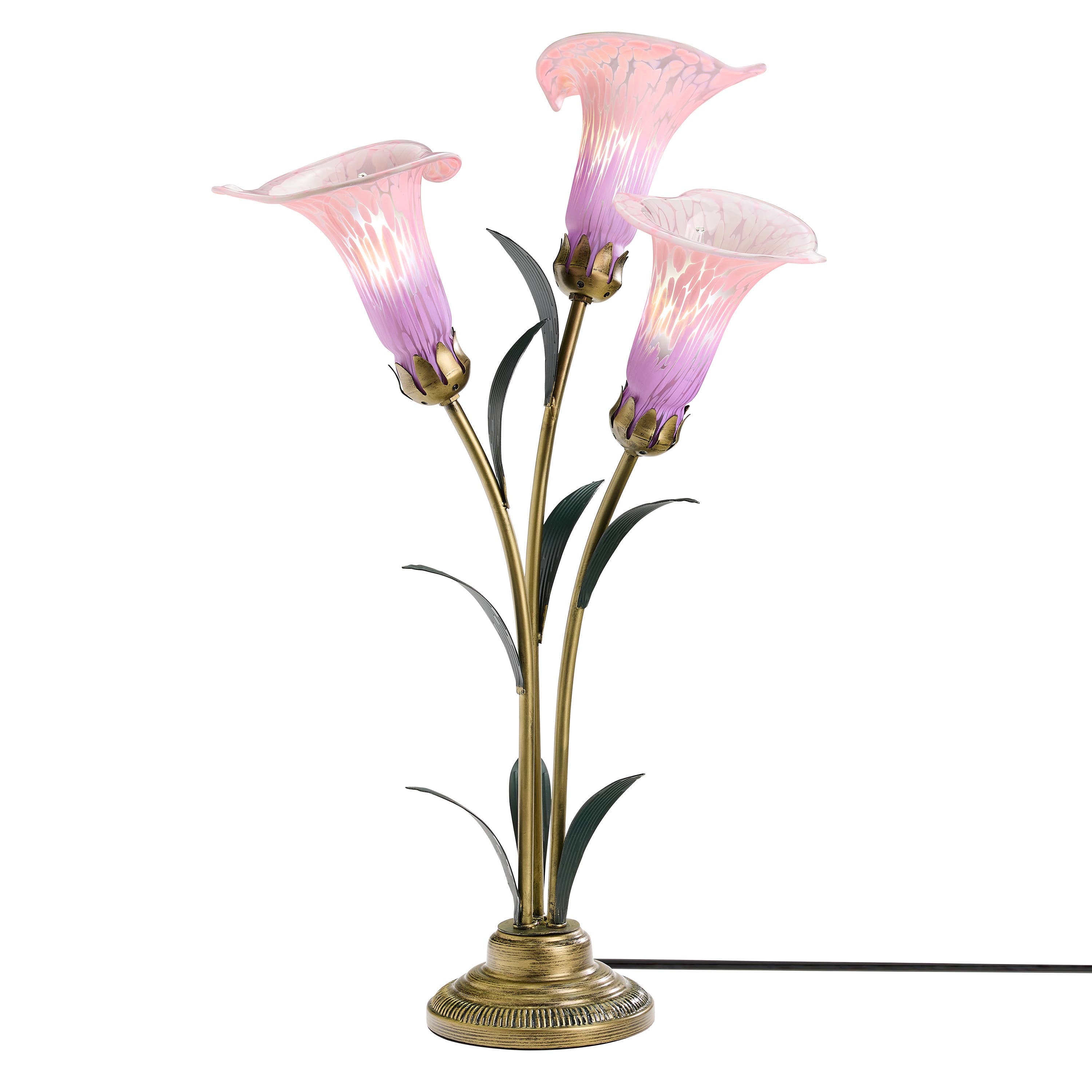 23.5"H Pink 3 Shade Handblown Glass Calla Lily Table Lamp